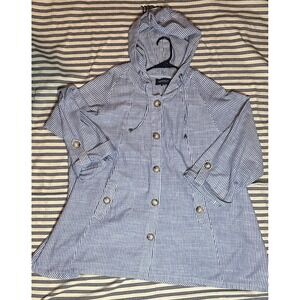 Jones and CO Womans Striped White and BluenUtility Jacket in 3x